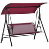 Outsunny Balancoire de Jardin 3 Places avec Toit Ajustable, Rouge Vin