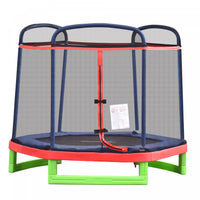 Outsunny Trampoline Pour Enfants De 2,1 M Avec Filet De Securite, Jouet De Gymnastique A Ressort Dur