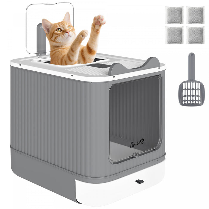 Bac a Litiere pour Chat avec Couvercle, Entree Frontale et Sortie par le Haut, pour Chats Moyens