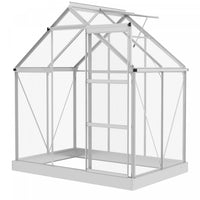 Outsunny Serre En Polycarbonate De 6' X 6', Serre De Plain-pied Avec Porte Coulissante, Fenetre Regl