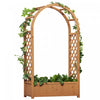 Outsunny Lit de jardin sureleve avec treillis en arc pour jardiniere Marron