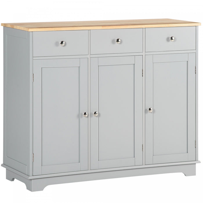 HOMCOM Bar Cafe, Meuble de Cuisine avec Tiroirs, Gris