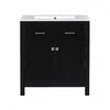 Meuble de salle de bain moderne Baker 30 pouces avec lavabo ceramique et rangement, noir