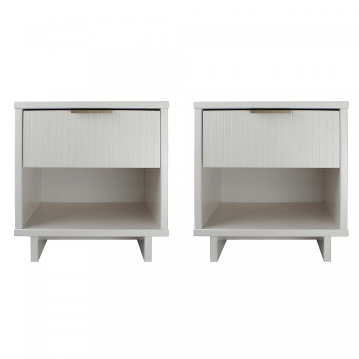 Table de nuit Granville Modern 18\" en blanc (1 tiroir) - Lot de 2