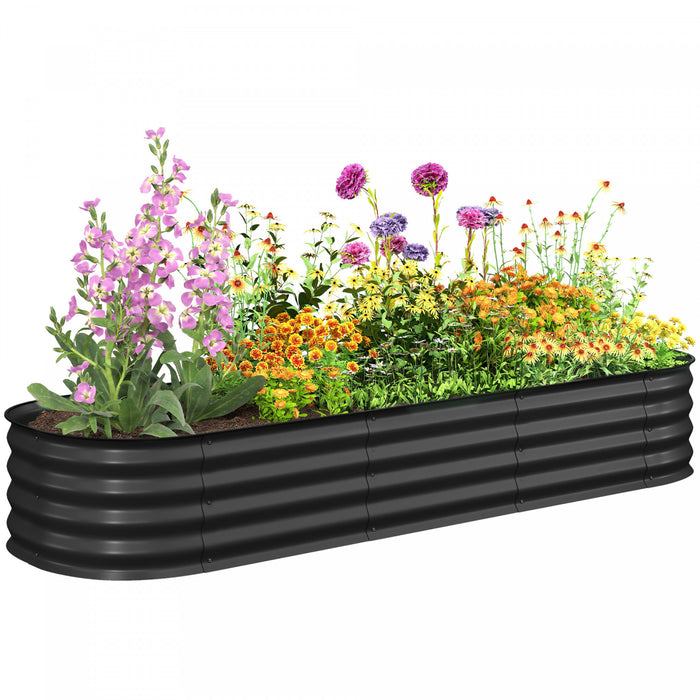 Outsunny Lit de jardin sureleve galvanisee, 6,4 x 2 x 1 pi, gris fonce