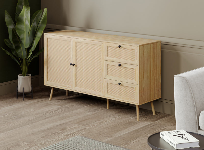Commode verticale de rangement avec 3 tiroirs - apparence de bois brun durable 
