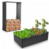Costway 2 Pcs Galvanise Souleve Lit De Jardin Exterieur Planter Boite De Bois De Chauffage Porte-journaux