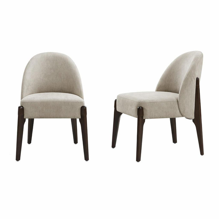 Chaise laterale contemporaine moderne Oslo en bois et chenille taupe - Lot de 2