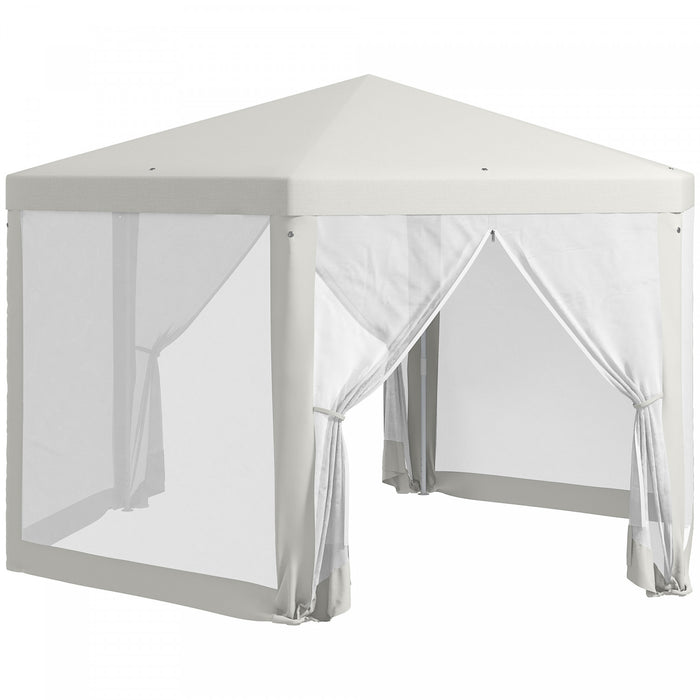 Outsunny Tente Tonnelle De Patio Hexagonale, Blanc Creme