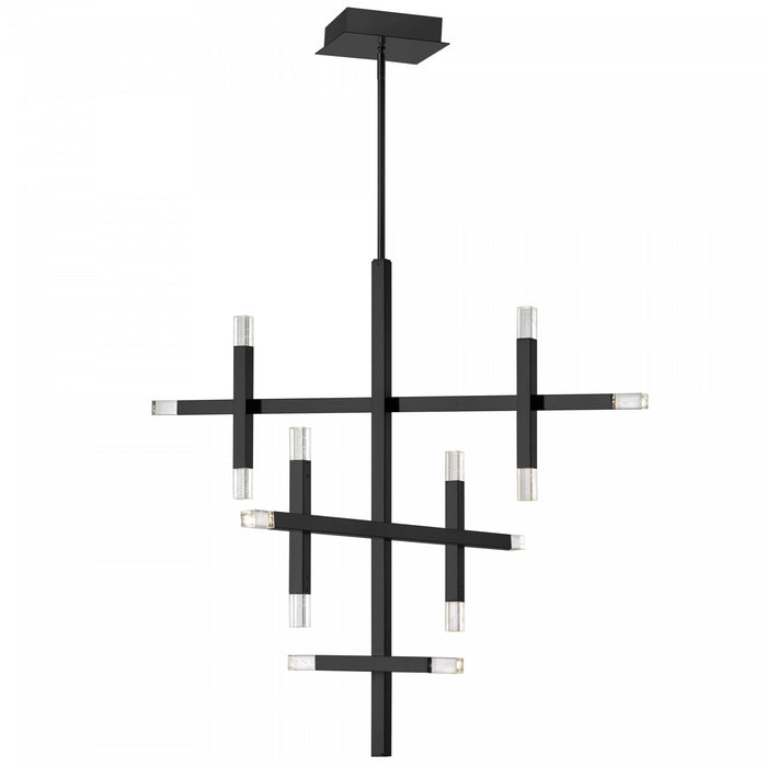 Lustre Francesca de Dainolite en acrylique qui diffuse la lumière, avec fini noir mat et ampoule de 42 W
