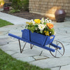Costway En Bois Wagon Planter Decoratif Interieur/exterieur Rustique Fleur Chariot Avec Roue Bleu
