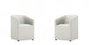 Fauteuil moderne Anna Round en cuir vegetalien gris pierre - Lot de 2