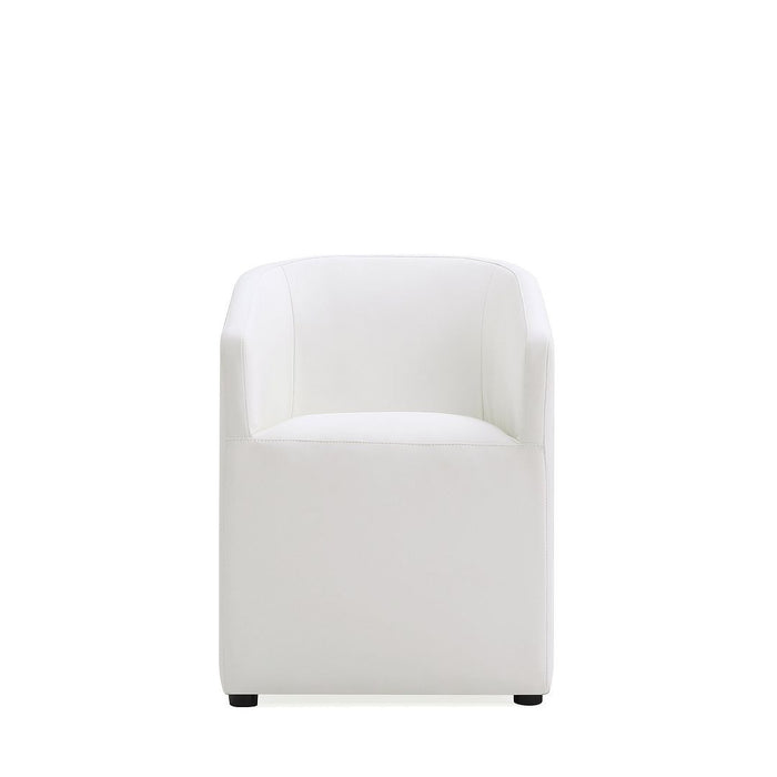 Chaise de salle à manger arrondie et moderne Anna de Manhattan Comfort en similicuir - crème