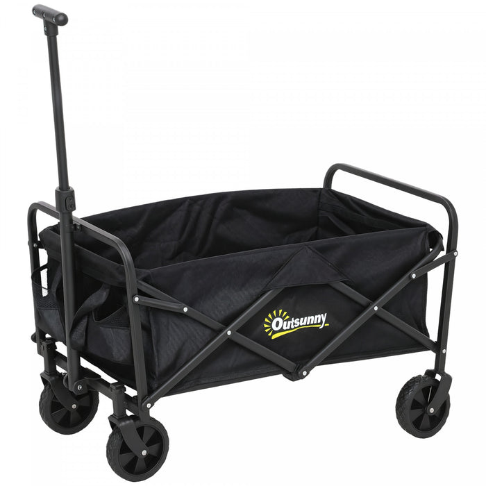 Outsunny Chariot pliable pliable, chariot de jardin utilitaire, noir