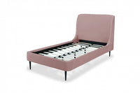Lit jumeau Heather style milieu du siecle moderne en velours, rembourre, coloris rose poudre et noir