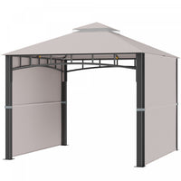 Outsunny Gazebo D'exterieur 10' X 10' Avec Auvent Double Reglable, Auvent De Tonnelle A Double Toit,