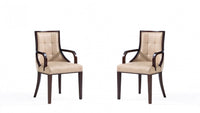 Chaise de salle a manger traditionnelle en bois avec assise rembourree Fifth Avenue, couleur beige - Lot de 2