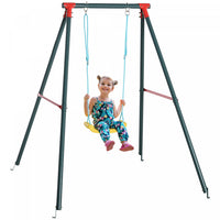 Outsunny Balancoire En Metal Avec Corde Reglable Robuste Structure En A Exterieur Jardin Set De Jeu