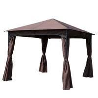 Outsunny 10x10pi Gazebo De Jardin En Acier Patio Auvent Exterieur Evenement Fete Tente Arriere Cour