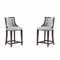 Tabouret de comptoir traditionnel en bois Fifth Avenue avec assise rembourree, gris clair - Lot de 2