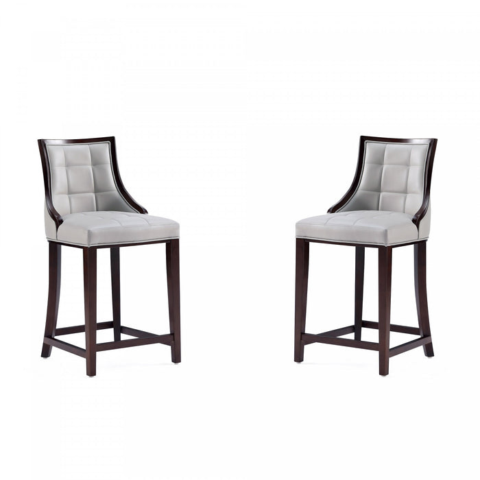 Tabouret de comptoir traditionnel en bois Fifth Avenue avec assise rembourree, gris clair - Lot de 2