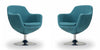 Fauteuil lounge pivotant moderne Caisson en tissu bleu sarcelle - Lot de 2