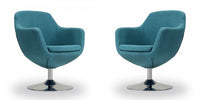  Fauteuil lounge pivotant moderne Caisson en tissu bleu sarcelle - Lot de 2