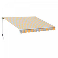 Outsunny 13' X 8' Auvent De Terrasse Retractable Manuel Resistant A L'eau Pare-soleil Pour Terrasse