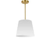 Petit luminaire suspendu de Dainolite avec très grand abat-jour cylindrique effilé blanc et 1 ampoule