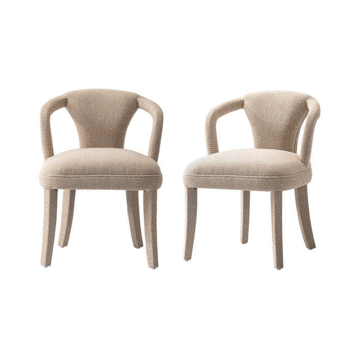 Fauteuil Palmer style milieu du siecle moderne en tweed dore - Lot de 2