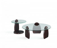 Ensemble moderne et glamour Artesia de 2 tables : table basse et table d’appoint en noyer