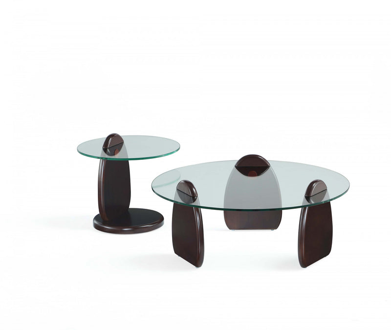 Ensemble moderne et glamour Artesia de 2 tables : table basse et table d’appoint en noyer