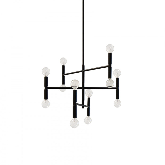 Petit lustre Ava de Dainolite avec fini noir mat et 12 ampoules