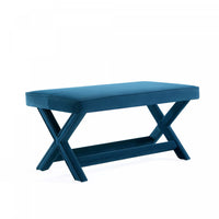  Banc d’appoint Abigail style milieu du siecle moderne en velours bleu