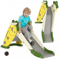 Qaba Toboggan Pour Tout-petits, Toboggan 3 En 1 Pour Enfants Avec Panier De Basket-ball, Grimpeur, T