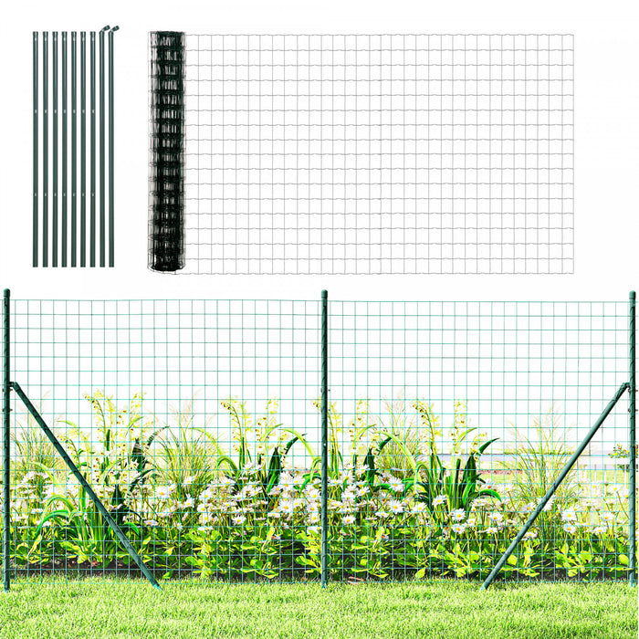Outsunny Cloture de Jardin, Rouleau de Cloture Soudee, Acier Plastifie Vert