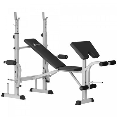 Soozier Adjustable Weight Bench Multi-function Bench Press Set, Grey