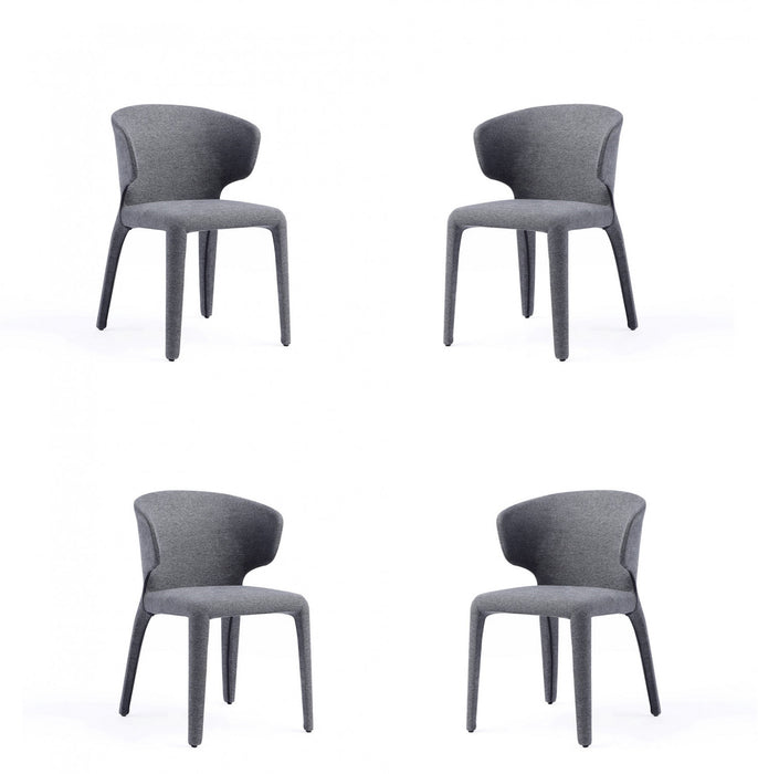 Chaise de salle a manger rembourree Conrad style milieu du siecle en gris - Lot de 4