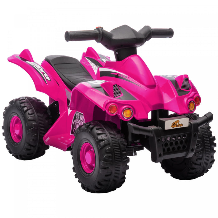 Qaba Quad 6 V Pour Enfants, Vehicule Electrique A 4 Roues Alimente Par Batterie Pour Enfants Avec Musique, Avant, Pour Garcons Et Filles, Tout-petits Ages De 2 A 6 Ans, Rose