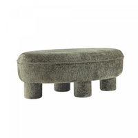 Tabouret d’appoint Tribeca style mid-century moderne en chenille vert olive