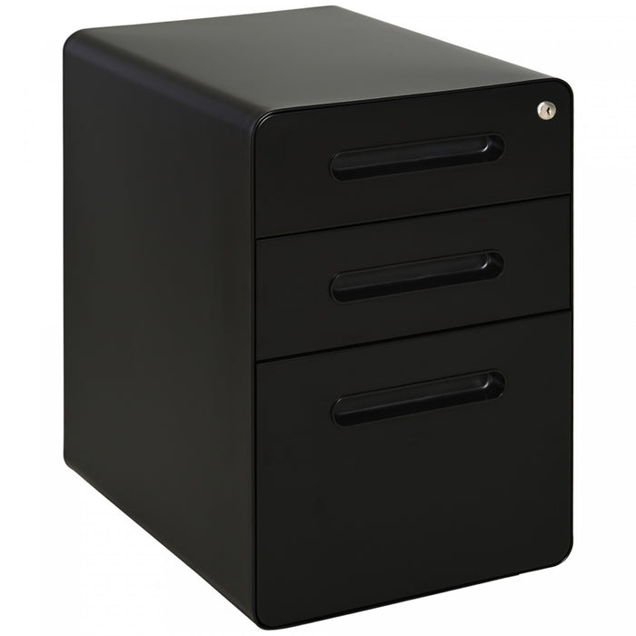 Vinsetto Classeur A 3 Tiroirs, Verrouillable Sur Roues Pour Le Bureau