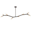 Luminaire suspendu horizontal Morgan de Dainolite avec fini noir mat et laiton vieilli et 8 ampoules