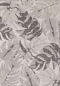 Tapis Jackson a feuilles botaniques gris et blanc, 5'3