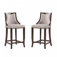 Tabouret de bar en bois traditionnel Emperor avec assise rembourree, gris clair – Lot de 2