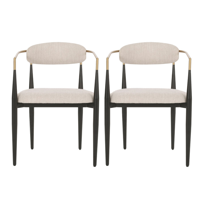 Ensemble De 2 Chaises De Salle À Manger Mila Avec Revêtement En Tissu Et Structure En Metal - Beige Et Noir