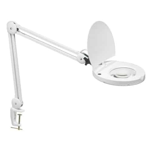 Lampe à loupe à lentille 5 D de Dainolite avec fini blanc et ampoule à DEL de 8 W