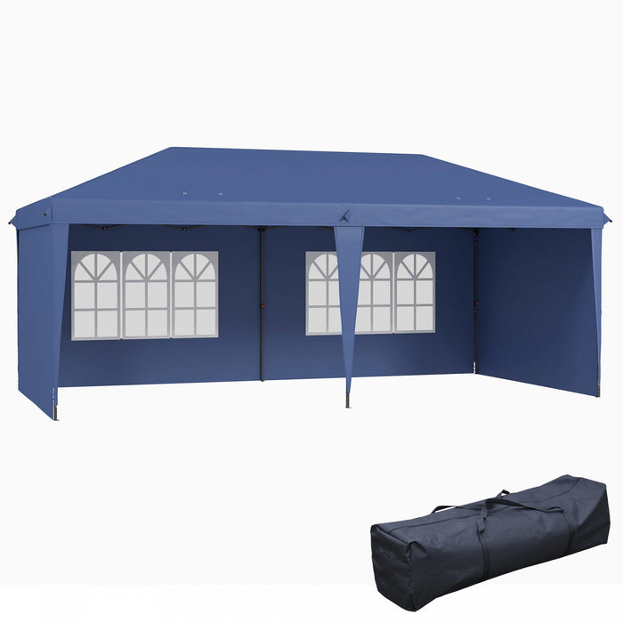 Outsunny Tente D'exterieur Escamotable 10'x20' Avec Sac De Transport, Bleu