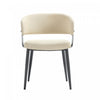 Chaise de salle a manger moderne Luce en metal texture et cuir vegetalien, coloris sable