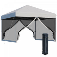 Outsunny 10' X 10' Tente De Fete Exterieure Avec Parois Laterales En Maille, Hauteur Reglable Sur 3