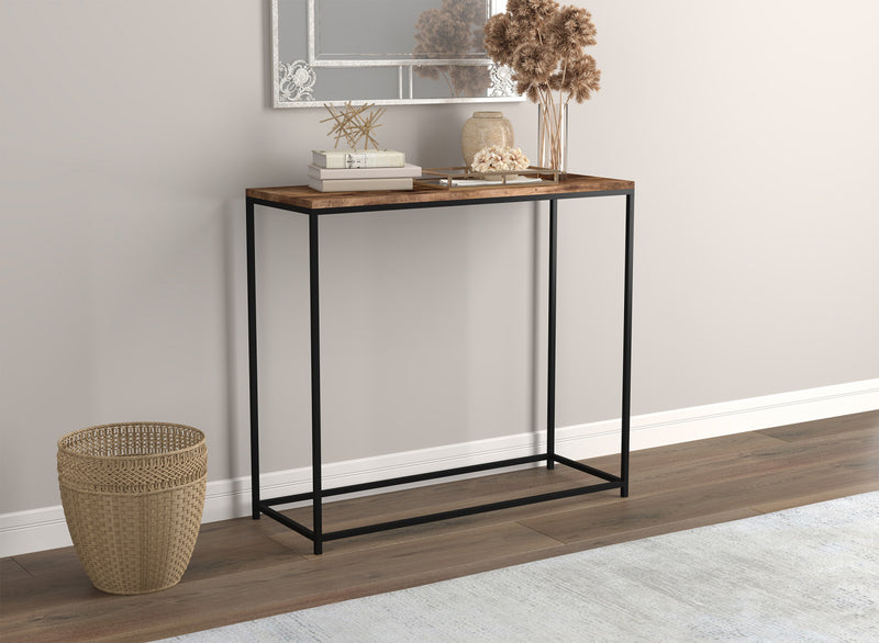 Console moderne de 31 po - bois recyclé brun avec métal noir